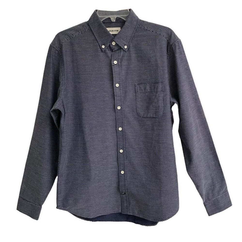 Taylor Stitch Jack in Reverse‎ Jacquard Button Down Shirt Navy Blue Men's XS & M